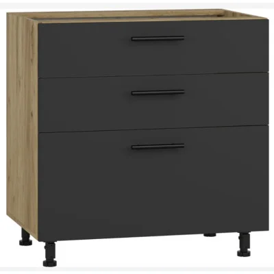 Lower cabinet with drawers VENTO D3S-80/82, facade: anthracite